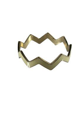 Gold Tone Chevron Bracelet Cream Enamel Zig Zag Modern Bangle Minimal